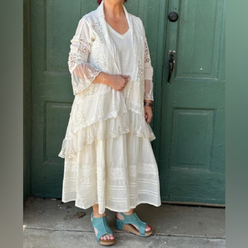 Paper Lace Patchwork Lace & Eyelet Duster Topper 100% Cotton